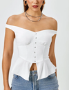 Ruffle Off Shoulder Single-breasted Shirt