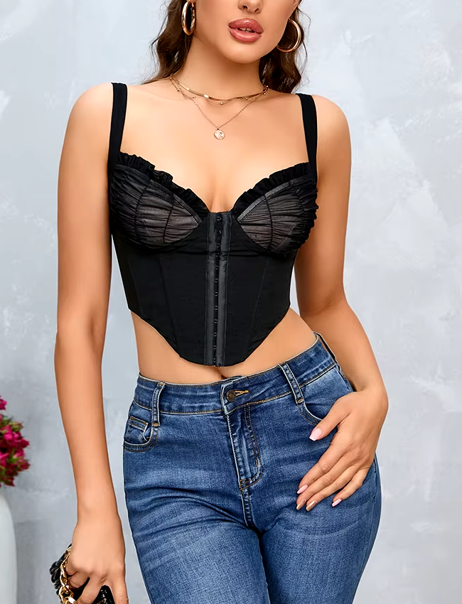 Mesh Lace Front Corset Top