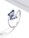 925 Sliver Transparent Purple Butterfly Ring