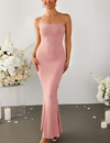 Pink Strapless Backless Stitching Tube Dress