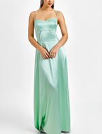 Mint Adjustable Straps Lace-Up Maxi Dress