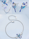 Sterling Silver Zircon Blue Bird Jewelry Set