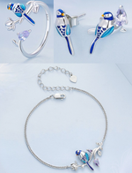 Sterling Silver Zircon Blue Bird Jewelry Set