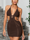 Halter Cut-Out Knitted Tie Up Backless Dress