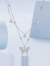 Sterling Silver Double Layers Butterfly Necklace