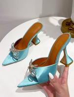 Crystal Butterfly-Knot Silk Thin High Heel