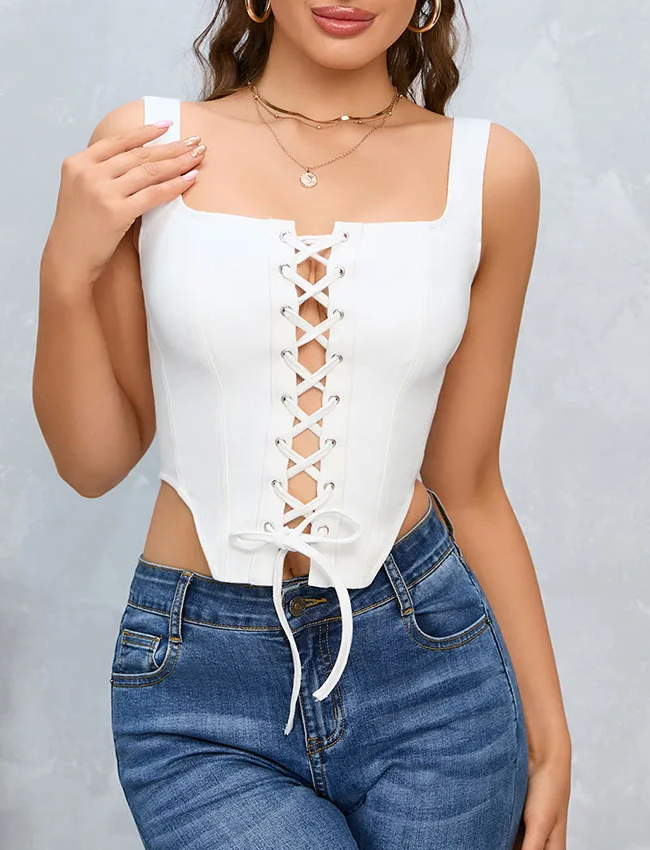 Cross Lace-Up Bandage Corset Top