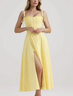 Hem Slit Strapless Dress With Cross Bandage Top Set