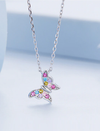 Sterling Silver Butterfly Colorful Zircon Neck