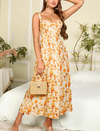 Sweet Floral Adjustable Strap Long Dress