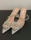 Shiny Rhinestone Transparent PVC Heel Pumps