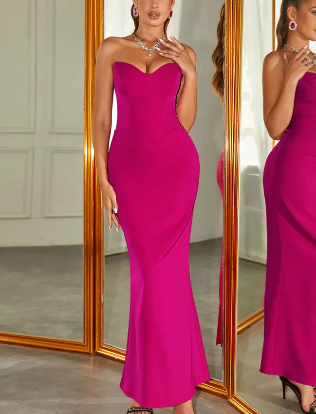 Sexy Strapless Boned Zipp Long Dress