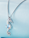 Sterling Silver Seahorse Moonstone Necklace