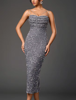 Sparkling Sequin Back Slit Dress