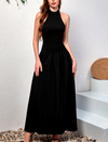 Halter Double Layers Backless Maxi Dress