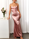 Backless Halter V-Neck Satin Corset Dress