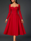 Long Sleeve Corset Back Tie-Up Long Dress