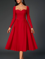 Long Sleeve Corset Back Tie-Up Long Dress