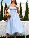 Square Neck Corset Flowy Dress