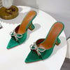 Crystal Butterfly-Knot Silk Thin High Heel