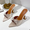 Crystal Butterfly-Knot Silk Thin High Heel