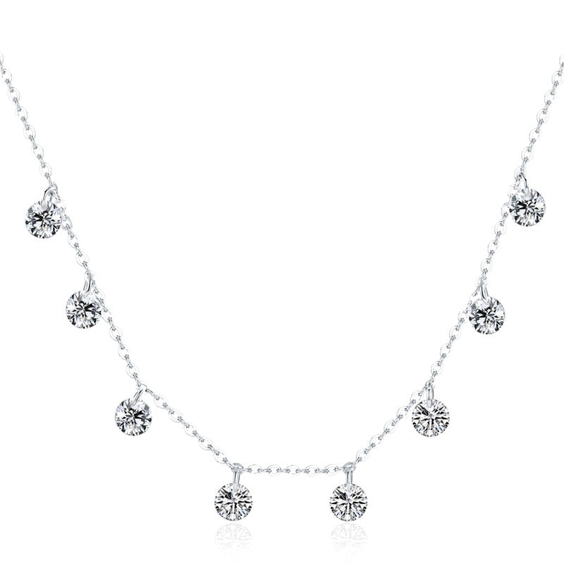 Sterling Silver Sparkling AAAAA Zircon Necklace