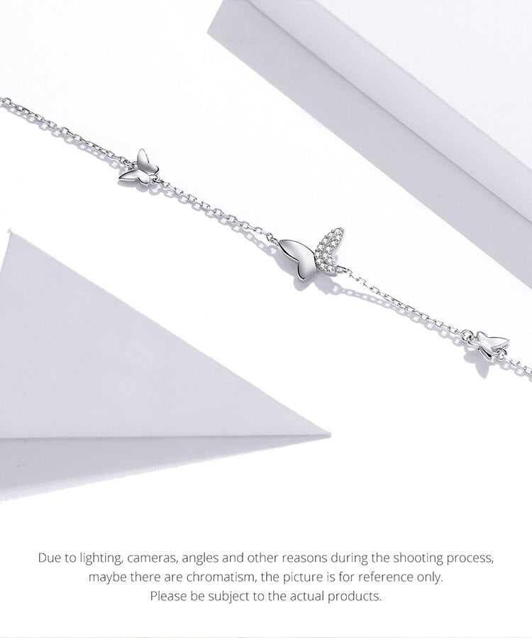 Sterling Silver Butterflies Crystal Bracelet