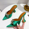 Crystal Butterfly-Knot Silk Thin High Heel