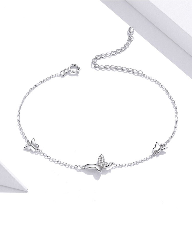 Sterling Silver Butterflies Crystal Bracelet