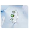 925 Silver Green Glass Band Plated Ring