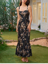 Floral Backless Adjustable Straps Double Layers Dress