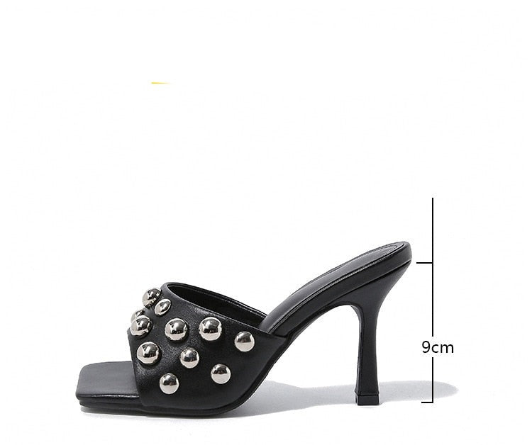 PU Metal Square Head High Heel