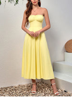 Strapless Ruched Chiffon Double Layer Long Dress