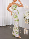 Strapless Ruched Floral Bodycon Dress