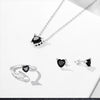 Sterling Silver Heart Black Zircon Jewelry Set