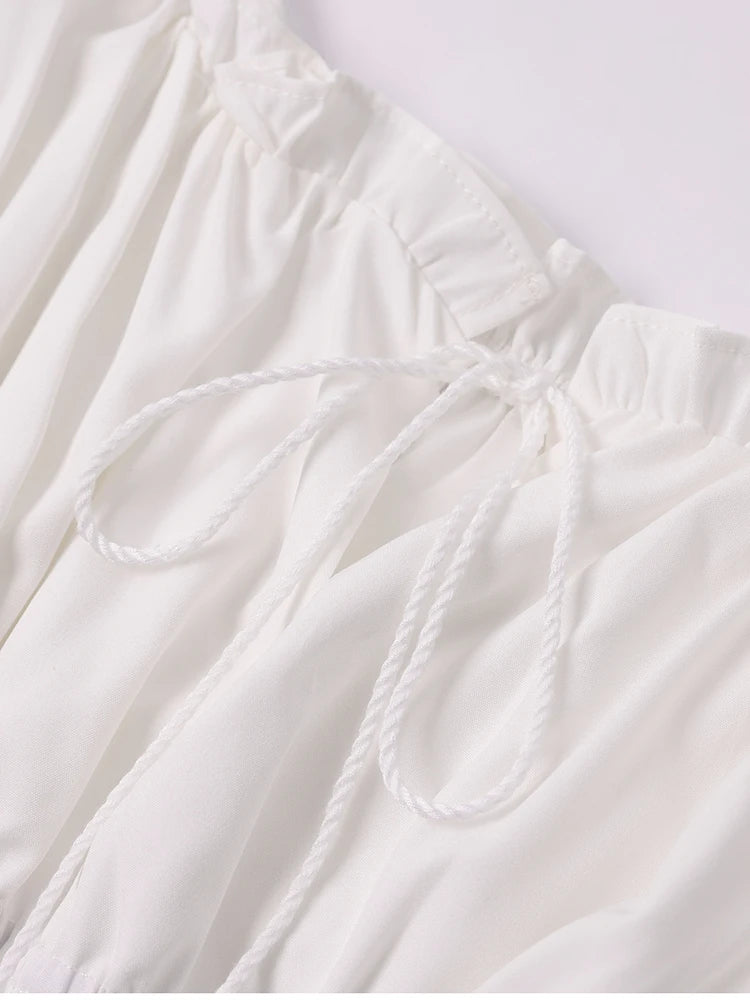 Adjustable Straps Backless Ruffled Lace-up Beach Dress