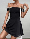 Spaghetti Strap Bowknot Mesh Backless Dress