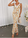 Floral V-neck Bodycon Maxi Dress