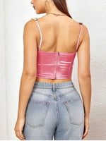 Flower Strap Satin Corset Top