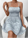 Halter Neck Double Layers Ruched Dress