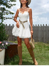 Spaghetti Straps Lace Trim Bra Double Layers Dress