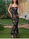 Floral Backless Adjustable Straps Double Layers Dress
