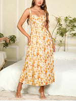 Sweet Floral Adjustable Strap Long Dress