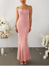 Pink Strapless Backless Stitching Tube Dress