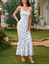 Floral Backless Adjustable Straps Double Layers Dress
