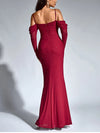 Long Sleeve Sequin Ruched Mesh Maxi Dress