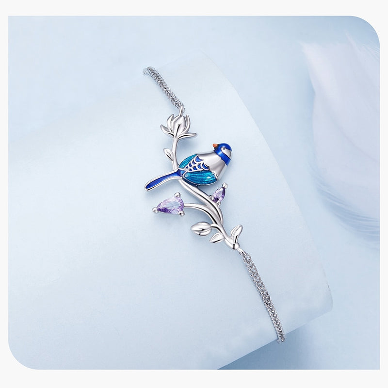 Sterling Silver Zircon Blue Bird Jewelry Set