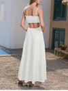 Adjustable Straps Backless Ruffled Lace-up Beach Dress