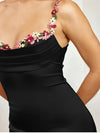 Floral Satin Backless Tie Up Dress