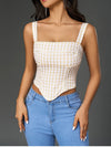 Adjustable Strap Plaid Corset Top